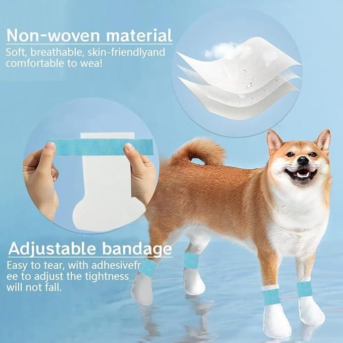 Disposable Pet Foot Covers (with Bandage Strap) 20pcs