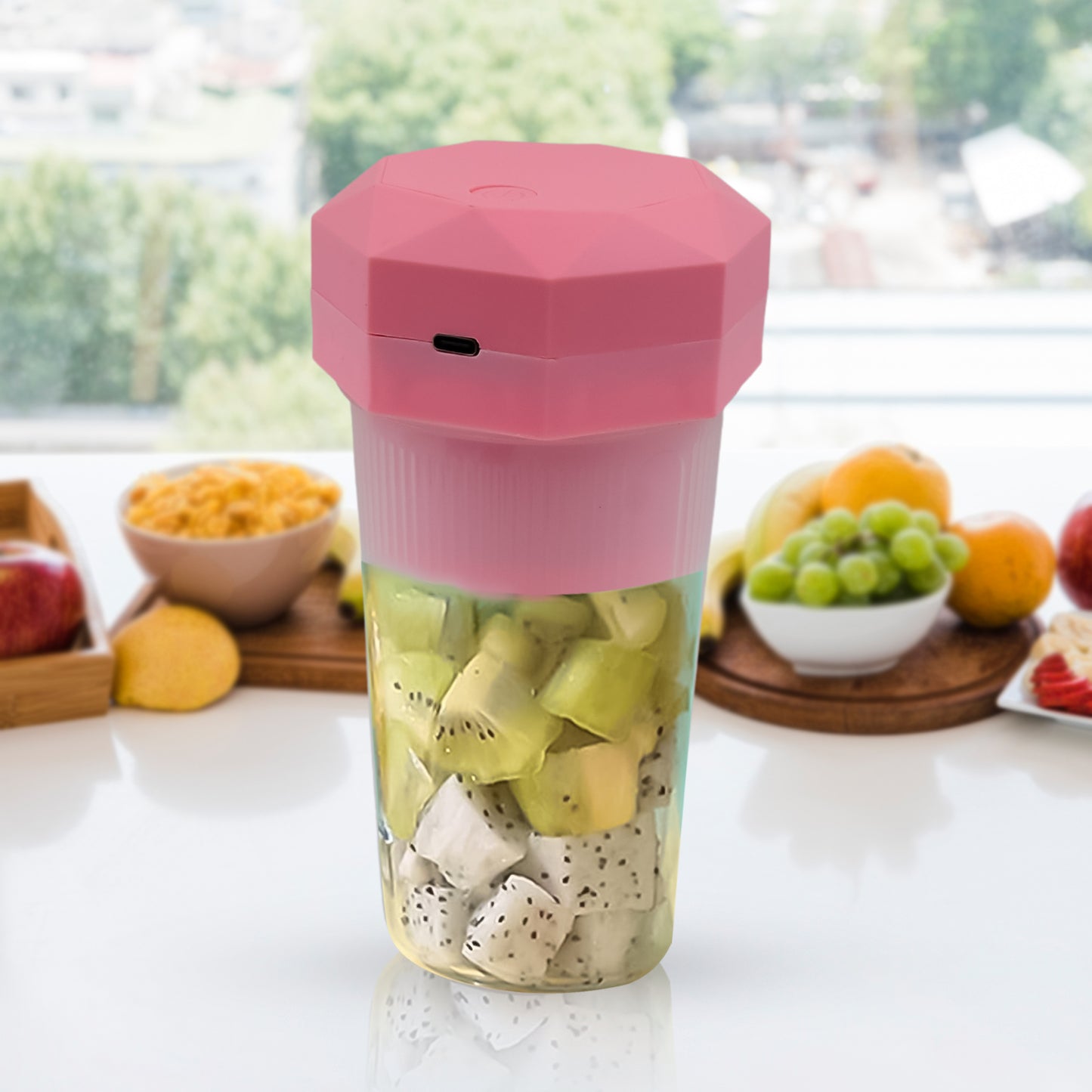 Portable Multifunctional Electric Juicer Cup Usb Juice Maker 6 Blade (350 ML)