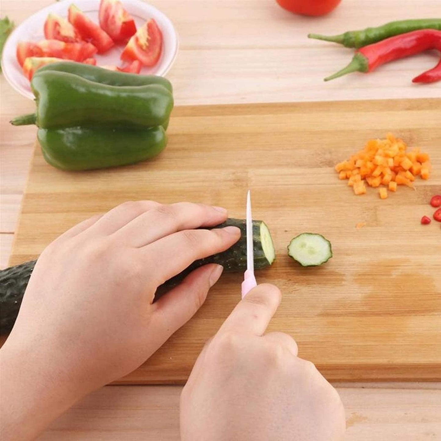 Thick Wooden Bamboo Kitchen Chopping Cutting Slicing Board With Holder For Fruits Vegetables Meat