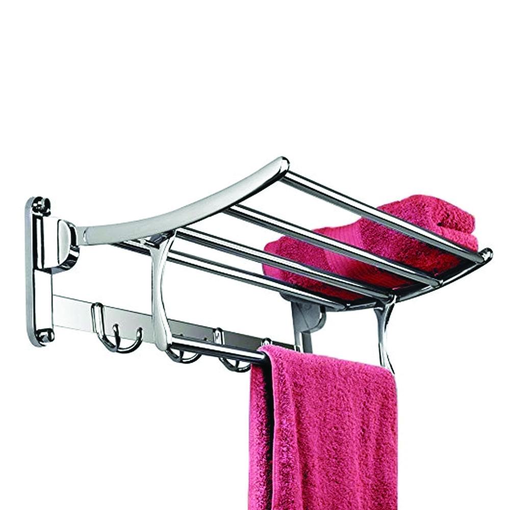 Stainless Steel Folding Towel Rack Cum Towel Bar 18 Inch