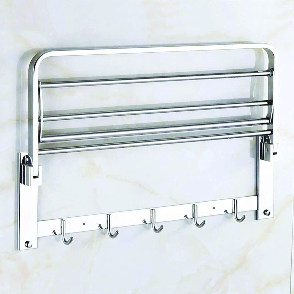 Stainless Steel Folding Towel Rack Cum Towel Bar 18 Inch