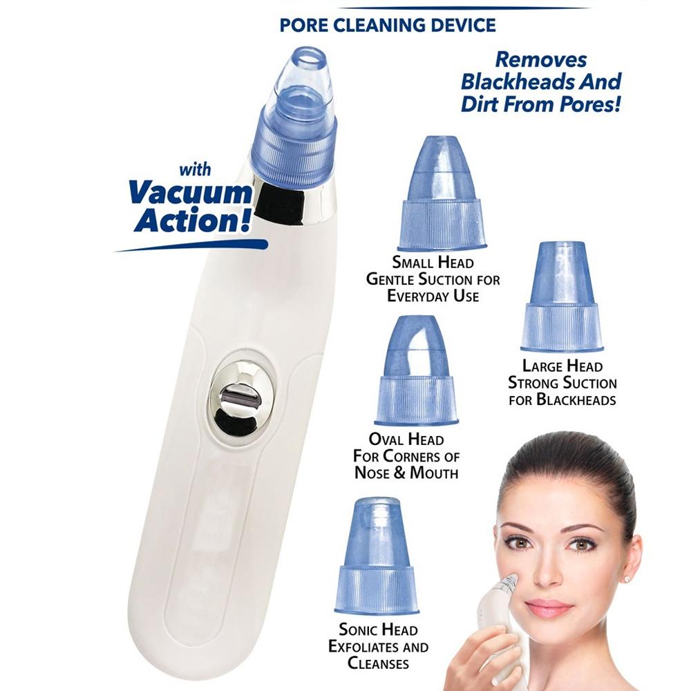 4 In 1 Blackhead Whitehead Extractor Remover Device Acne Pimple Pore Cleaner (Vacuum Suction Tool)