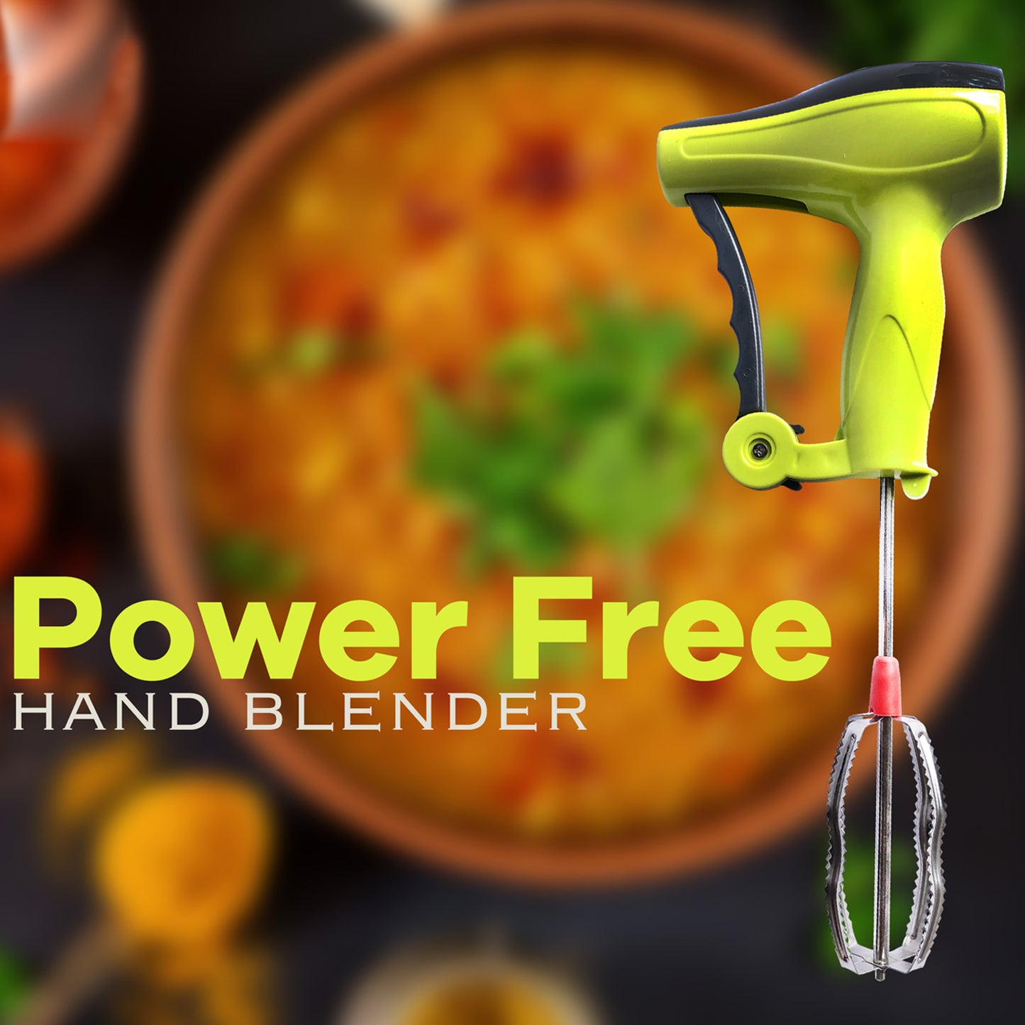 Power Free Manual Hand Blender With Stainless Steel Blades Milk Lassi Maker Egg Beater Mixer Rawai