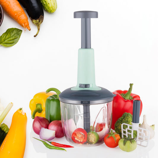 2 In 1 Push Up Chopper 1100 ML With Blender Affixed With 6 Sharp Blade  Vegetable And Fruit Cutter With Easy Push And Chop Button